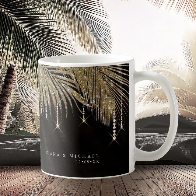 Caneca De Café Jewel Palm Leaf Dourada ID830 (Criador carregado)