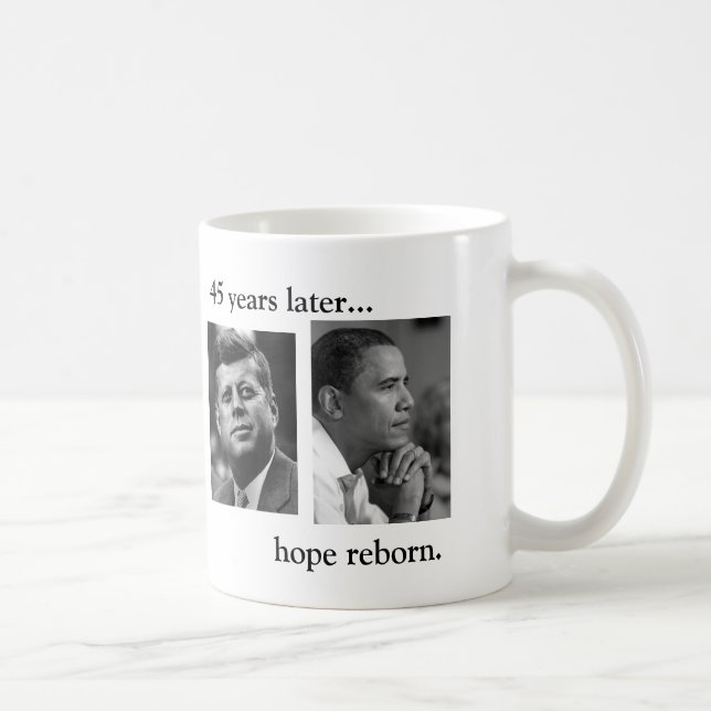 Caneca De Café JFK OBAMA 45 anos mais tarde… de esperança (Direita)