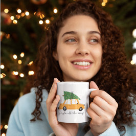 Caneca De Café Jingle All Way Car and Christmas Tree Holiday