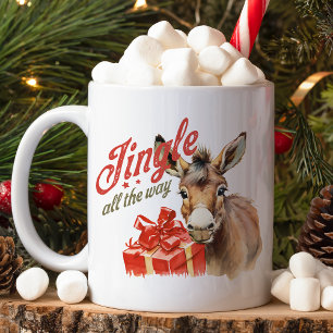 Caneca De Café Jingle All Way Fazenda de Natal Donkey