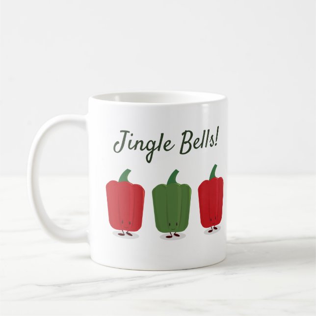 Caneca De Café Jingle Bell Peppers Festa de Natal Mug (Esquerda)