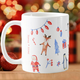 Caneca De Café Jingle & mingle watercolor Natal