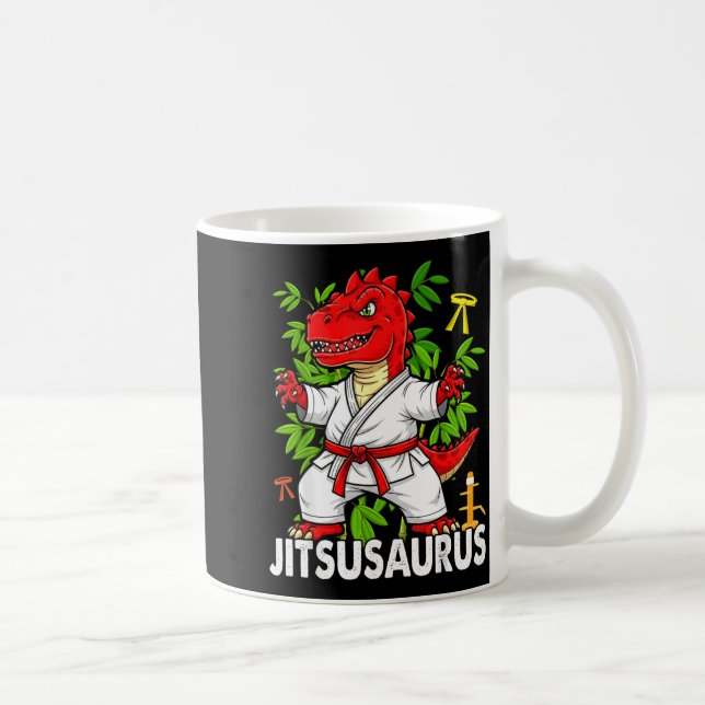 Caneca De Café Jitsusaurus Engraçado Jiu Jitsu Trex MMA Brasileir (Direita)