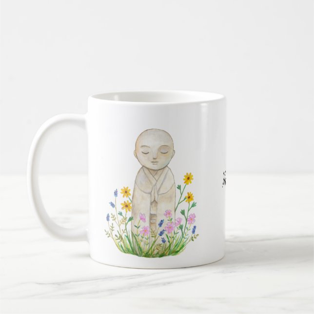 Caneca De Café Jizo Buddha Spiritual Calm Serenity Nome personali (Esquerda)