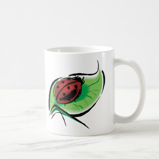 Caneca De Café joaninha bonita na folha (Direita)