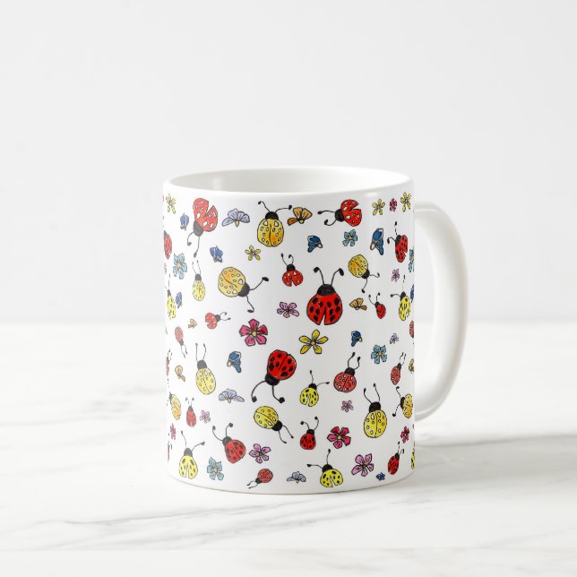 Caneca De Café Joaninha e Flor Silvestre (Frente Esquerda)