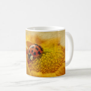 Caneca De Café Joaninha em flor amarela