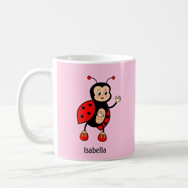 Caneca De Café Joaninha Fofa e Coração  (Esquerda)