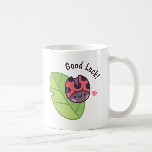 Caneca De Café Joaninha Fofa Rabisco Boa Sorte (Direita)