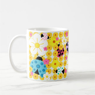 Caneca De Café Joaninhas e Flores