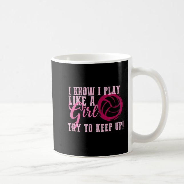 Caneca De Café Jogada de vôlei como uma gata para adolescentes (Direita)