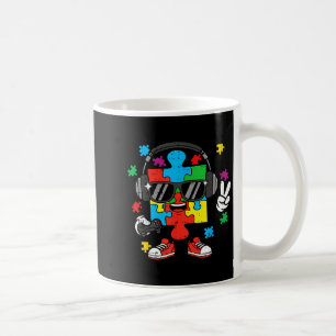 Caneca De Café Jogador autista quebra-cabeça consciência de fone 