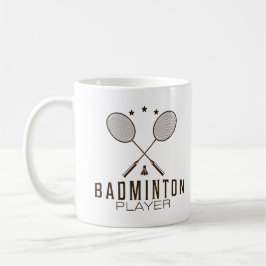 Caneca De Café Jogador de Badminton com Raquetes Minimalista