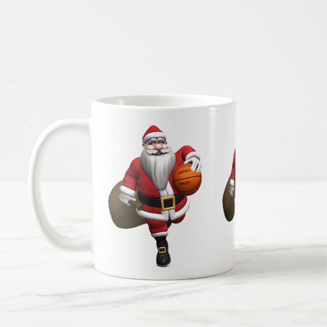 Caneca De Café Jogador de Basquete do Papai Noel (Esquerda)