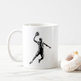 Caneca De Café Jogador de Basquete Enterrada no Ar com Design Esc