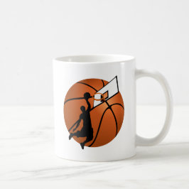 Caneca De Café Jogador de Basquete Slam Dunk com Hoop na Bola