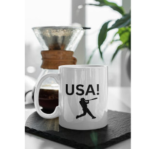 Caneca De Café Jogador de beisebol dos EUA usando ponto como bola