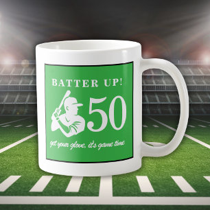Caneca De Café Jogador de Beisebol Moderno Homem 50º Aniversário