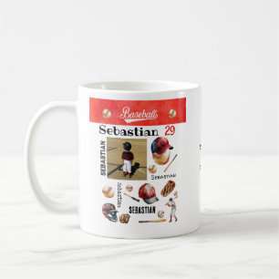 Caneca De Café Jogador de Beisebol Softbol FOTO & Nome PERSONALIZ