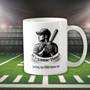 Caneca De Café Jogador de Beisebol Vintage Aniversário de 50 anos