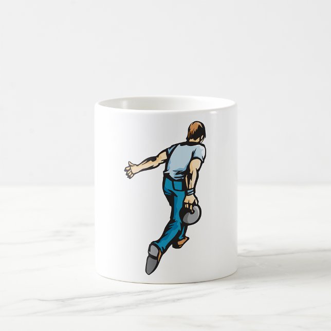 Caneca De Café Jogador de Boliche Retro Lançando Bola (Criador carregado)
