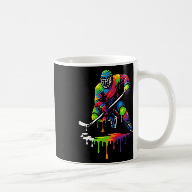 Caneca De Café Jogador de Drip de Sorvete de Hóquei Colorido  (Direita)