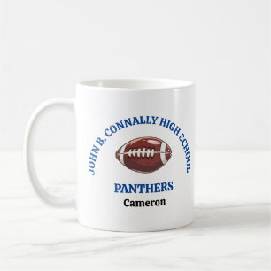 Caneca De Café Jogador de Futebol Personalizado da Blue High Scho