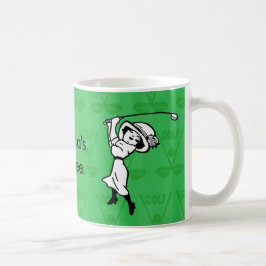 Caneca De Café Jogador de golfe fêmea personalizado dos desenhos