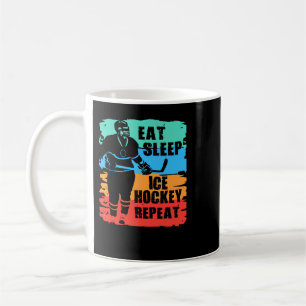 Caneca De Café Jogador de Hockey com Hóquei em Gelo Repete o Sono