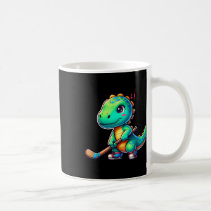 Caneca De Café Jogador de hóquei de campo de dinossauro engraçado