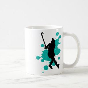Caneca De Café Jogador de hóquei em campo Design de respingo de c