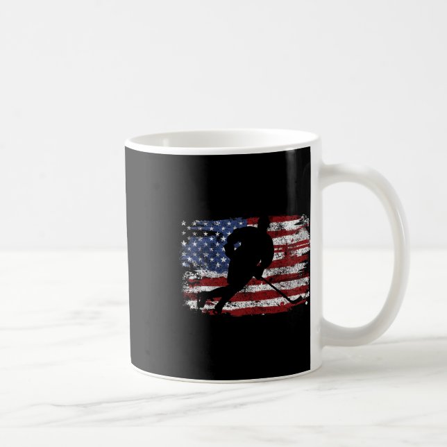 Caneca De Café Jogador De Hóquei No Gelo Americano Bandeira Ameri (Direita)