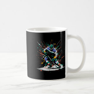 Caneca De Café Jogador de Hóquei no Gelo Arte com respingos de ti