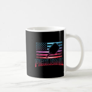 Caneca De Café Jogador de raquete de pickleball patriota da bande