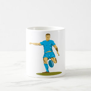Caneca De Café Jogador de Rugby Chutando Bola Esportes Atléticos