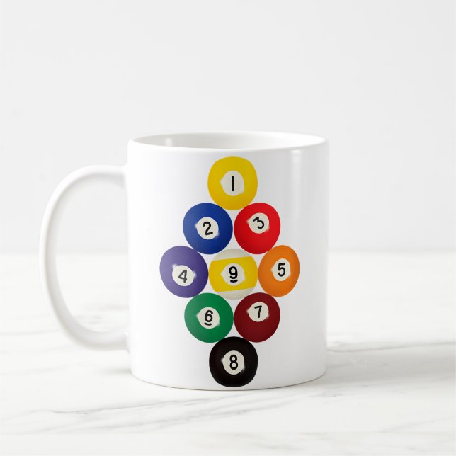 Caneca De Café Jogador de Sinuca Rack de 9 Bolas de Bilhar (Esquerda)