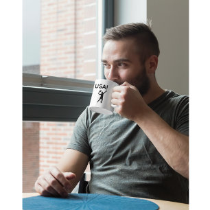 Caneca De Café Jogador de tênis dos EUA usando ponto como bola