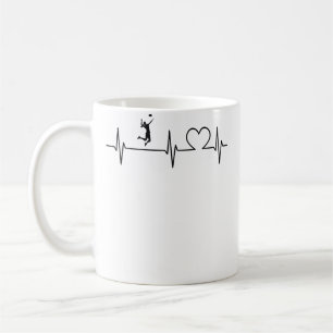 Caneca De Café Jogador de Volei Batimento Cardíaco Equipe de Vole