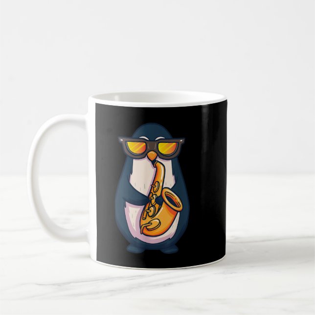 Caneca De Café Jogador Saxofone Penguin Jazz Banda Music Lo (Esquerda)