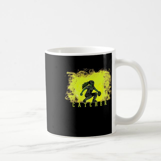 Caneca De Café Jogador Softll Catcher Com Fundo Ck Amarelo Fumaça (Direita)