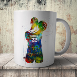 Caneca De Café Jogadora de Basquete Feminina