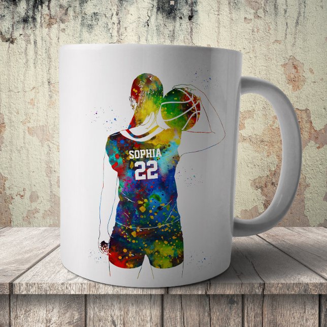 Caneca De Café Jogadora de Basquete Feminina (Criador carregado)