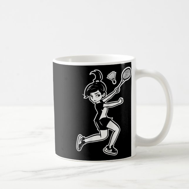 Caneca De Café Jogadora de Cartoon Badminton Mulher Shuttle (Direita)