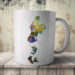 Caneca De Café Jogadora de Futebol Americano Feminino de Bandeira