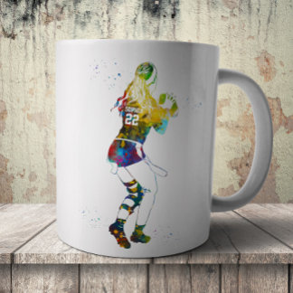 Caneca De Café Jogadora de Futebol Americano Feminino de Bandeira