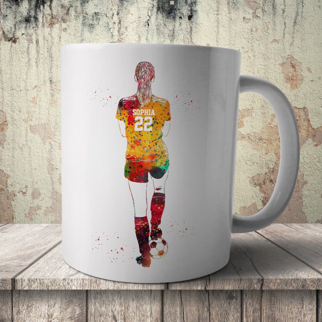 Caneca De Café Jogadora de Futebol Feminina  (Criador carregado)