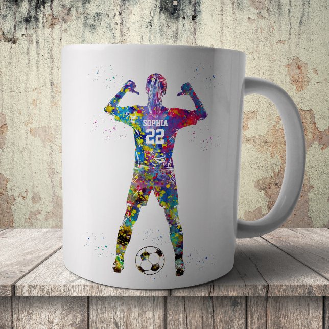 Caneca De Café Jogadora de Futebol Feminino (Criador carregado)