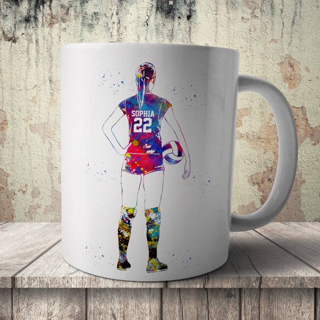 Caneca De Café Jogadora de Volei Feminina (Criador carregado)