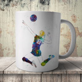 Caneca De Café Jogadora de Volei Feminina