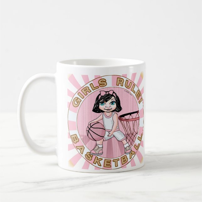 Caneca De Café Jogadores de basquete de garotas rosa (Esquerda)